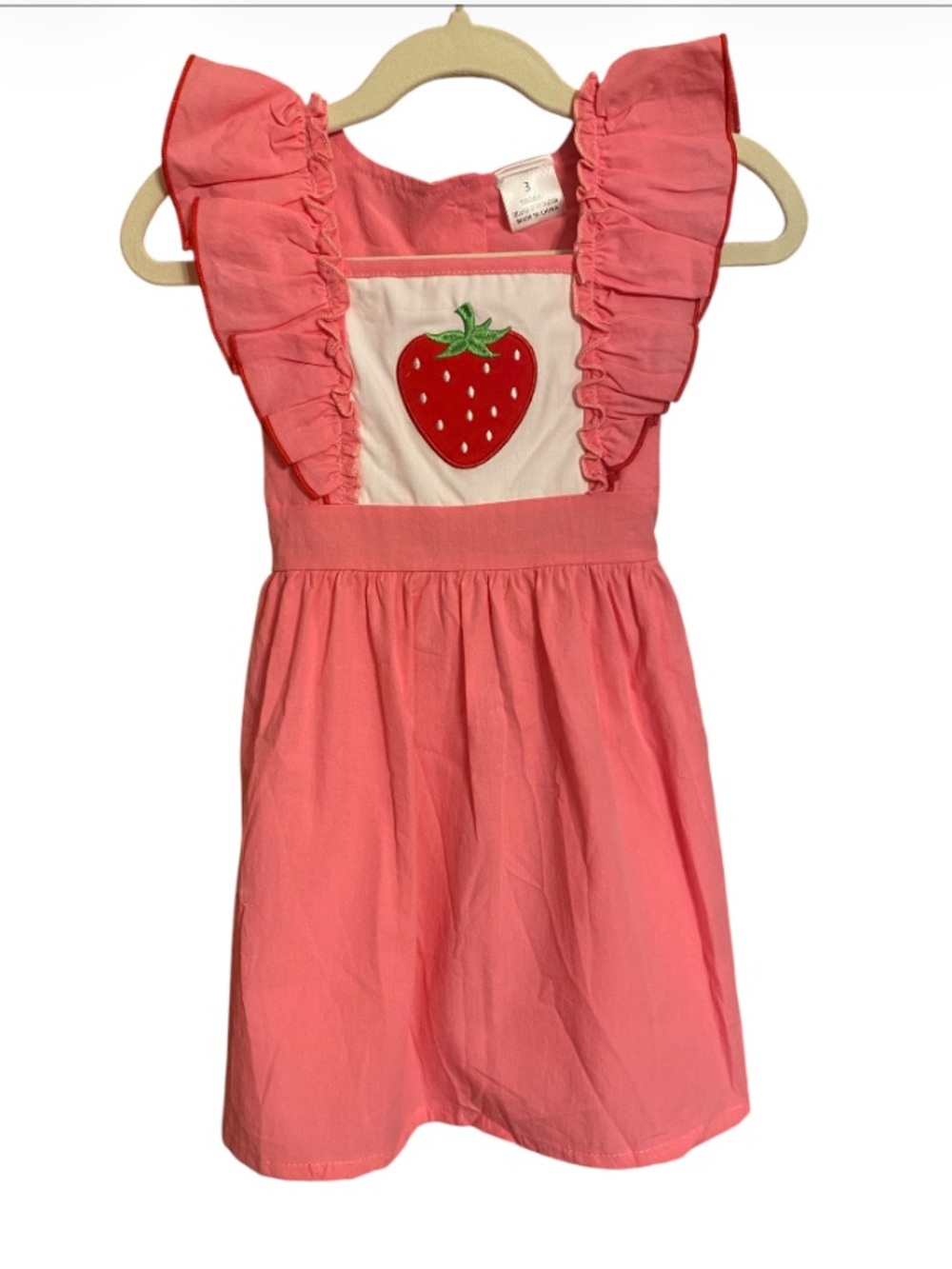 Pink Strawberry Applique Ruffle Dress NWT Size 3